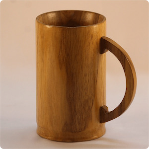 Beer Mug - Teak Wood with Oval Handle (10 x 14.5 x 15cm)