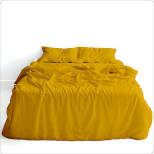 Sheet Sets: Sheet Set - Washed Linen Saffron (Queen)