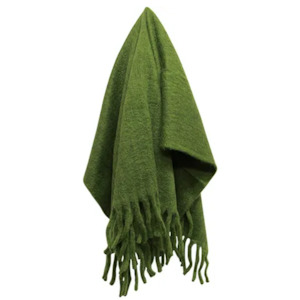 Throws: Solid Fringed Green Throw