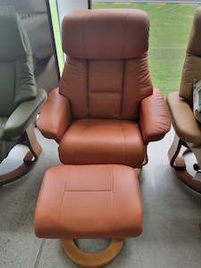 Recliner: Alfredo Recliner with  Footstool Hermes Tan