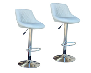 Kitchen And Dining Furniture: Jupiter Bordeaux Barstool - 2PK - White / Chrome