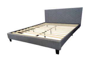 Bed Frames And Mattresses: New Gary Bed 2024 Fabric Gunmetal - Double size