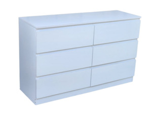 Drawers And Bedside Tables: Liana Lowboy Chest 6 Drawer Dresser white