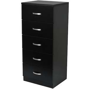 Drawers And Bedside Tables: Gary Tallboy Chest 5 Drawer Black