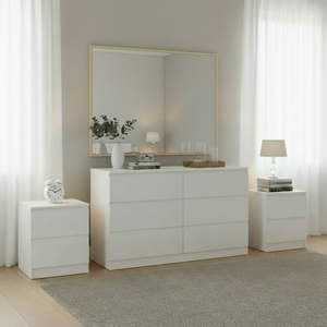 Drawers And Bedside Tables: Bedroom set Liana chest 6 drawer lowboy + 2 * bedside tables white colour