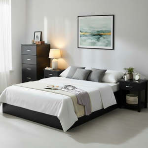 Drawers And Bedside Tables: Bedroom set - classic black tall boy and 2 * bedside tables