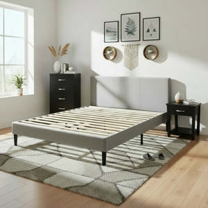 Bed Frames And Mattresses: Bedroom suite - Modern grey Queen size bed and drawer 3pc set