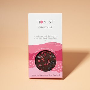 Blueberry & Raspberry - Dark Chocolate Bar - 64% Cacao