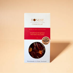 Chocolate Bars: Cranberry & Apricot - Dark Chocolate Bar - 75% Cacao