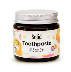 Bathroom Toiletries: Toothpaste Jar - Fluoride - Orange (Solid Oral Care)