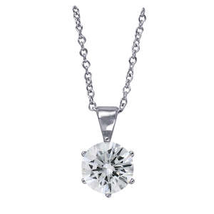 Necklaces & Pendants: Sterling Silver Cubic Zirconia, 6 Claw Pendant