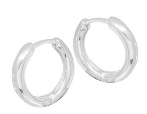Earrings: Sterling Silver Rounded Plain Huggie Earring