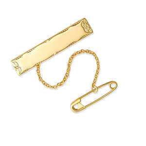 Children's Sterling Silver yellow gold plated rectangle brooch with non-pre&hellip;
