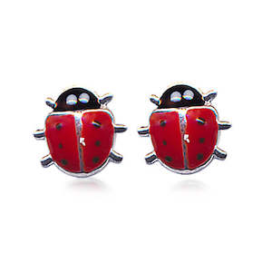 Childrens Jewellery: Sterling Silver Lady Bird Stud Earrings.