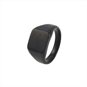 Fashion Jewellery: IP Black Brushed Stainless Steel Signet Ring