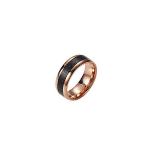 Mens Jewellery: Stainless Steel/IP Rose Gold/Carbon Fibre Ring