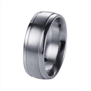 Mens Jewellery: Stainless Steel Ring with a Brushed Centre Band