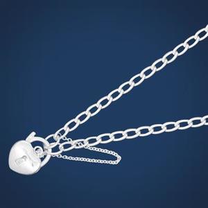 All Jewellery: STG LONG CURB WITH PADLOCK