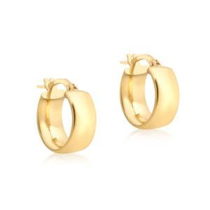 All Jewellery: 9K Yellow Gold 6mm Band 14mm Hoop Creole Earrings