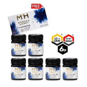 6 x UMF 15+ Manuka Honey + FREE Lozenges
