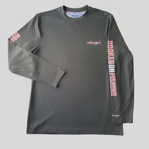 Upf 50 Water Resistant Long Sleeves: UPF50 Fishing Long sleeve - Pink logo on grey