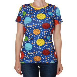 Duns Spring 2019: Lost in Space (Navy) Short Sleeve Women's Top (Small)