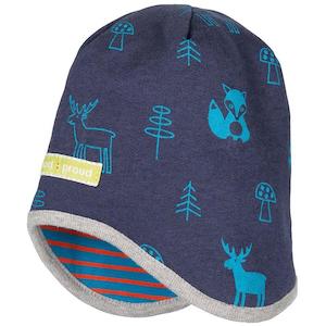 Labour Weekend 2019: Midnight Blue Forest Creatures Wool/Cotton Hat (9-12 Months)