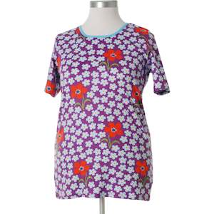 Flower (Amethyst) Womens Short Sleeved Top (Small)