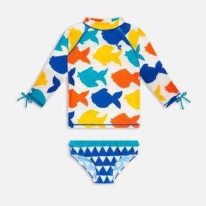 Muddy Puddles: White Fish Rash Vest and Bottoms (12-18 Months)
