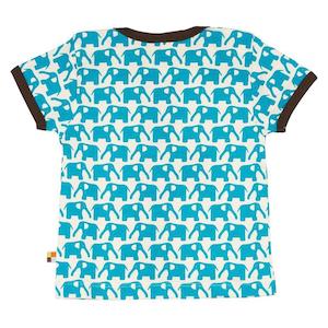 Loud Proud Printed Tops: Aqua Elephants Short Sleeved Top