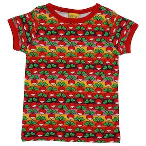 Size 158 13 Years: Radish Stripe Short Sleeved Top (Poppy Red)