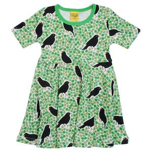 Last Ones: Black Bird Short Sleeved Skater Dress (Classic Green) (2 years)