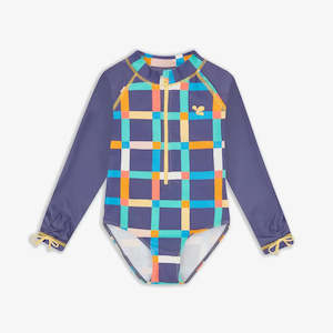 UV Protective Long Sleeve Swimsuit Multi Check