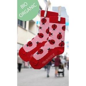 Stocking Fillers: Organic Crew Socks - Ladybugs (Red)