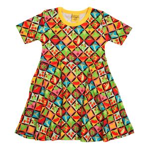 Harlequin Veges Short Sleeved Skater Dress