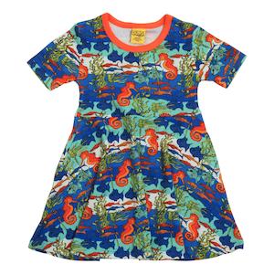 Under 3s: Seahorses Short Sleeved Skater Dress