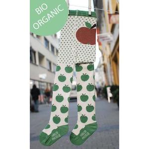 Socks Underwear: Organic Tights - Apples (Green)