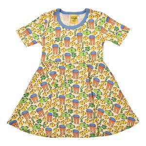 Jellyfish Blue Short Sleeved Skater Dress