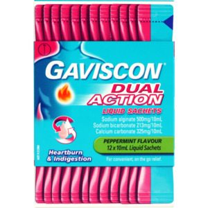 Gaviscon Peppermint Flavour Dual Action Liquid Sachets 12pk