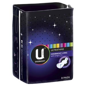 Feminine Hygiene: u by kotex ultra thin overnight long wing 8 pack