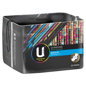 Feminine Hygiene: u by kotex ultrathin designs regular wing pads 22
