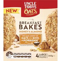 uncle tobys breakfast bakes cereal bars honey roasted almond 260g 4pk