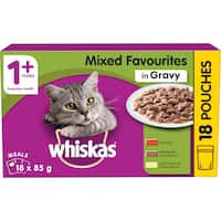 whiskas wet cat food mixed favourites in gravy 18pk