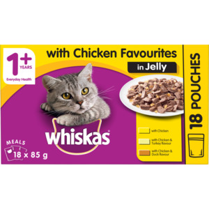 Whiskas Cat Food Collection: Whiskas Chicken in Jelly Wet Cat Food Pouches 18pk