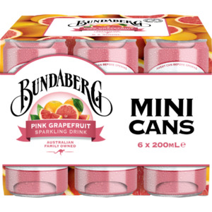 Bundaberg Pink Grapefruit Mini Drink Cans 6pk