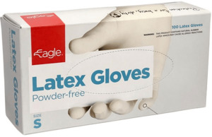 Masks Wipes Gloves: Eagle Latex Gloves Small 100s