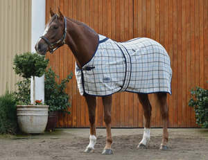 Horse Covers Nz: Weatherbeeta Wool Show Rug - Cream/Navy/Light Blue