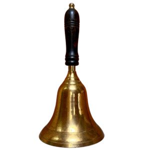 Curios And Collectibles: Brass Bell with Wooden Handle