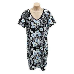 Shirts: Floral T-Shirt Dress - Size L