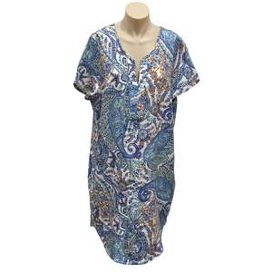 Dresses: Paisley Linen Dress - Size 16